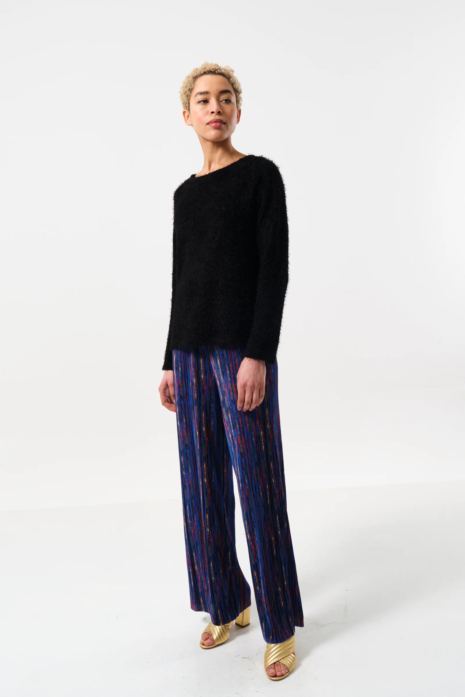 Blanka Eyelash Rib Black Long Sleeve Jumper