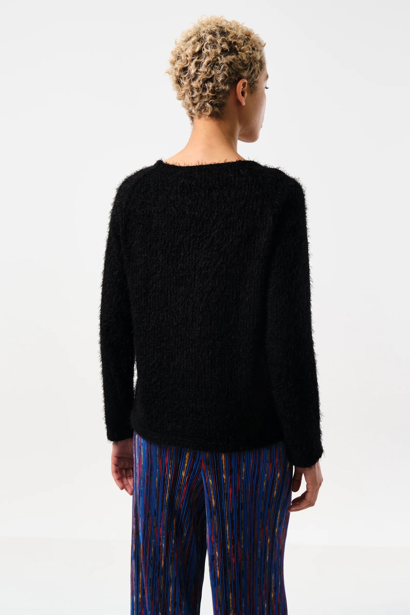 Blanka Eyelash Rib Black Long Sleeve Jumper