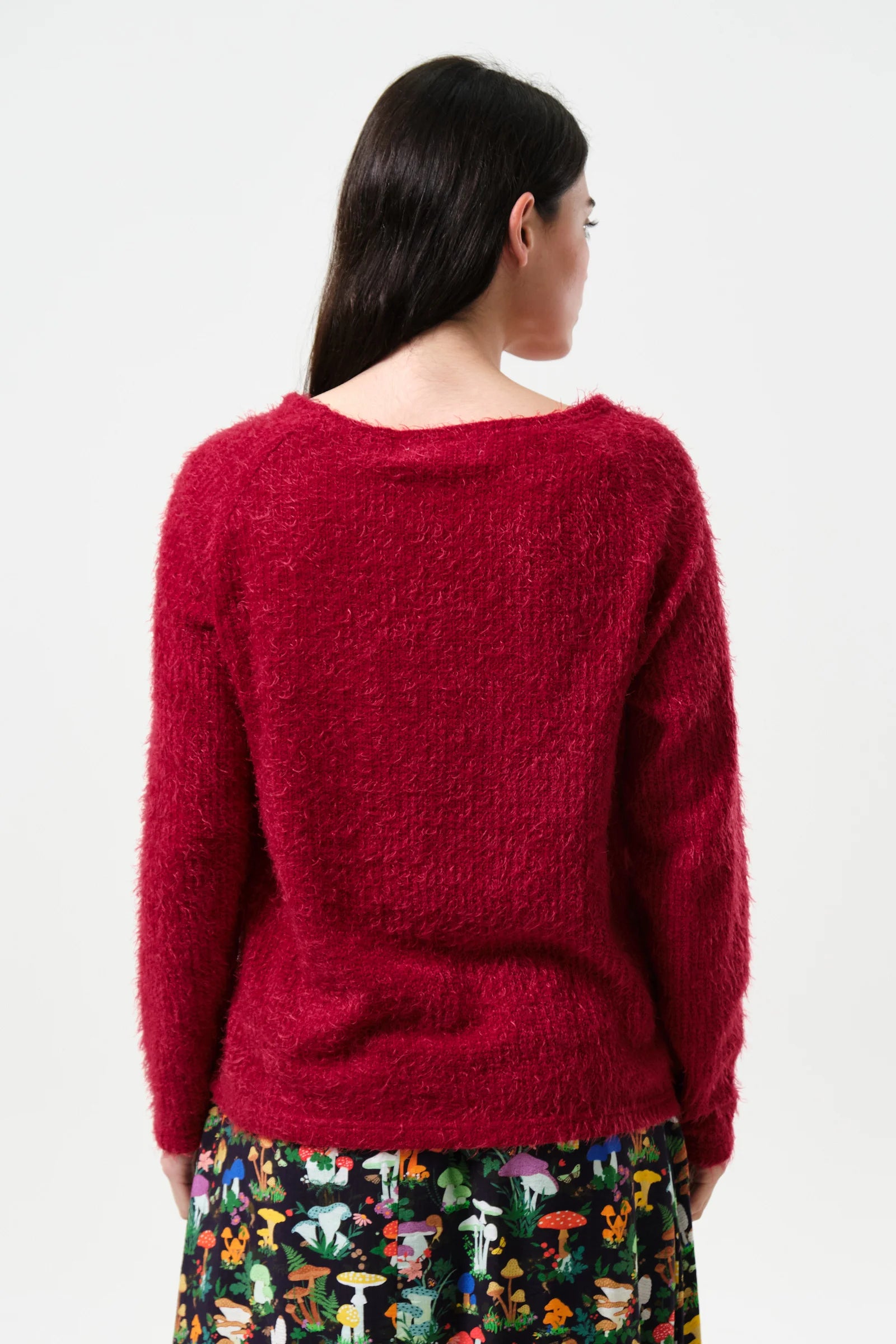Blanka Eyelash Long Sleeve Deep Red Jumper