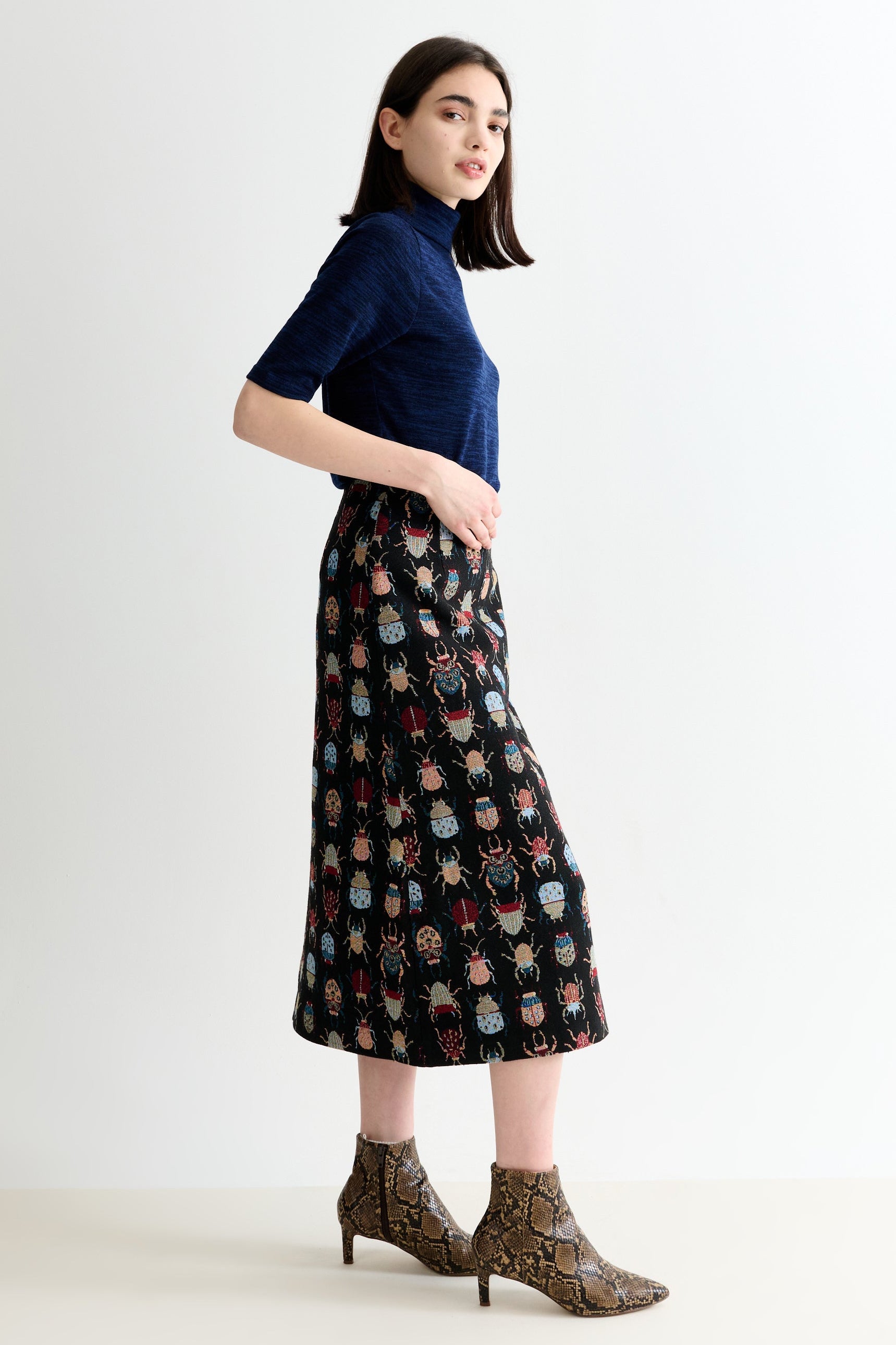 Buffy Beetlejuice Jacquard A-Line Midi Skirt