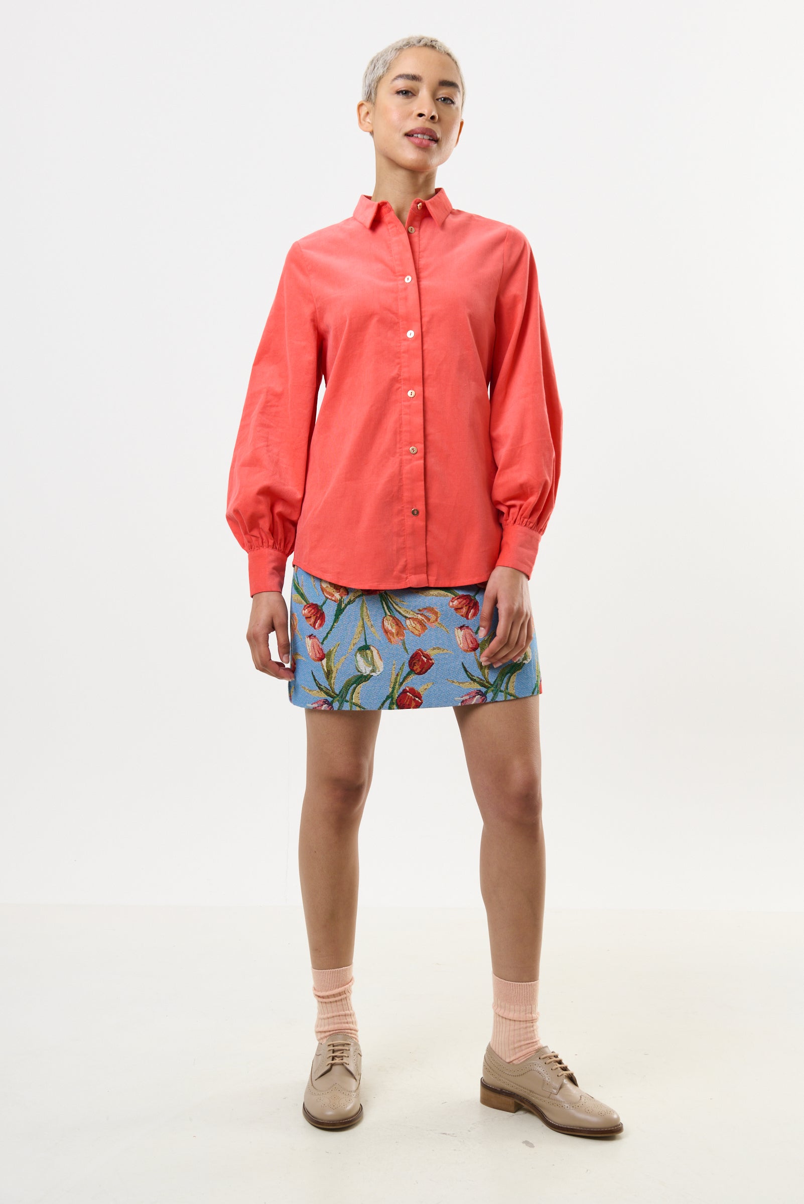 Byron Lightweight Baby Cord Shirt - Apricot - Detail 1