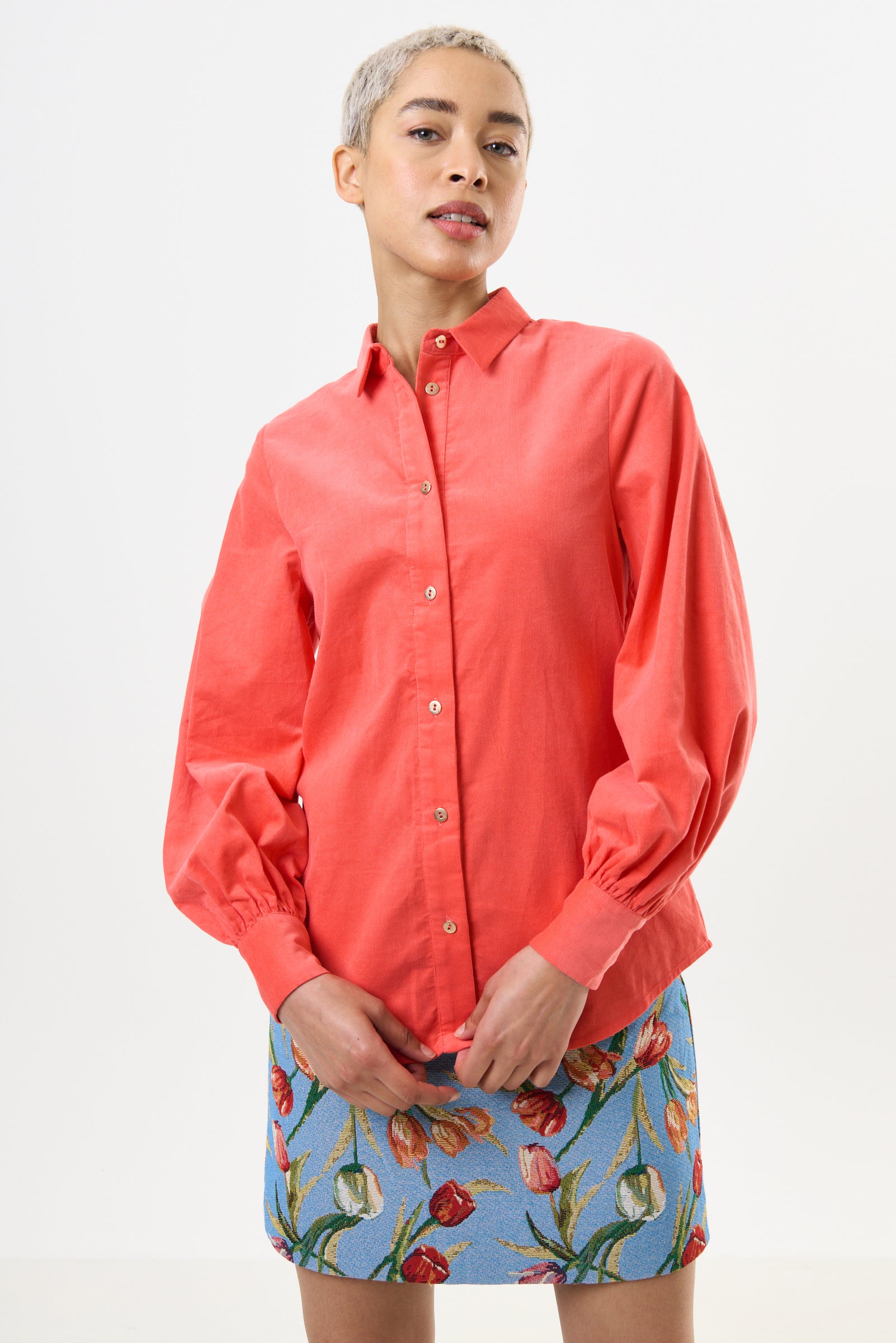 Byron Lightweight Baby Cord Shirt - Apricot