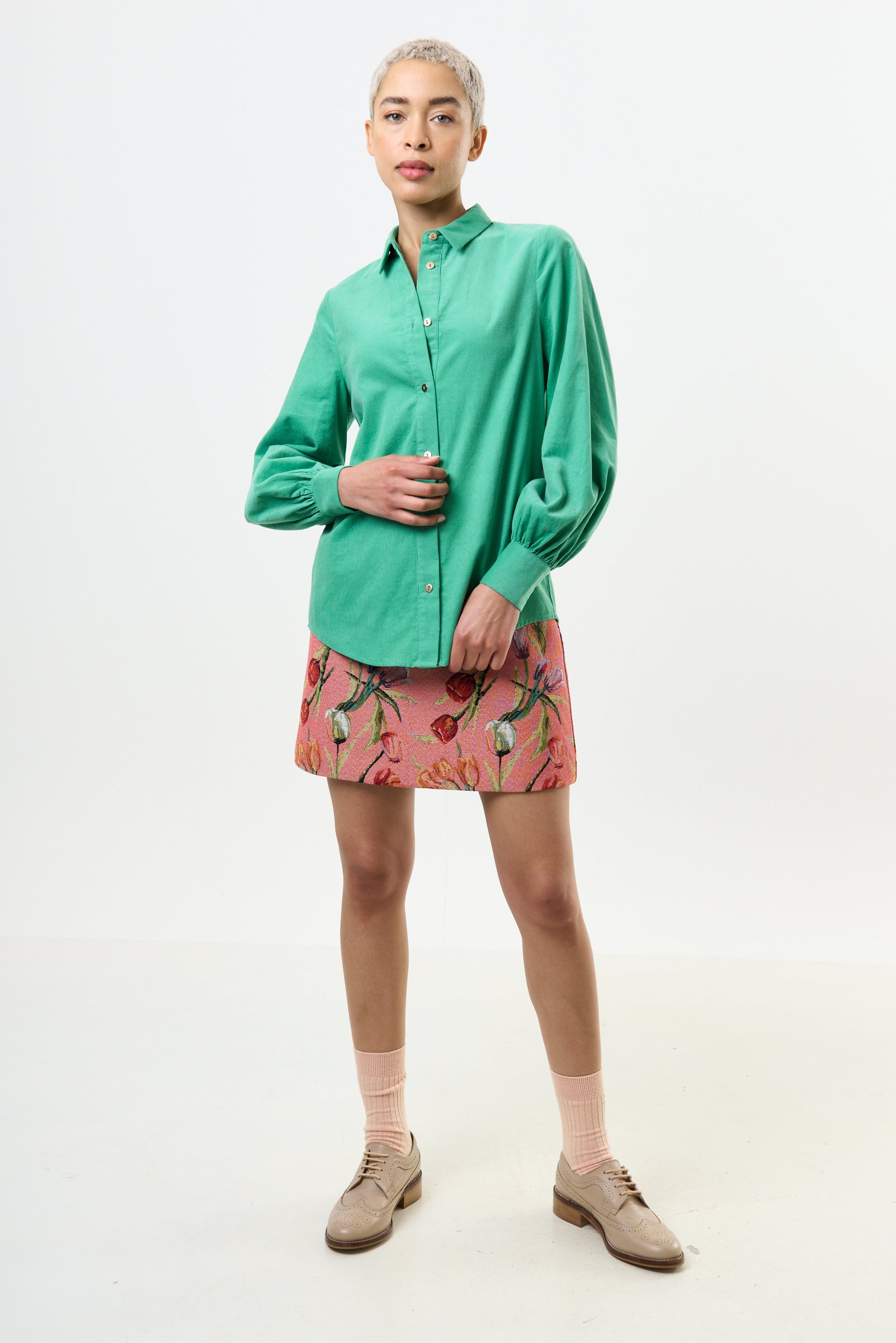 Byron Lightweight Baby Cord Shirt - Green - Detail 1