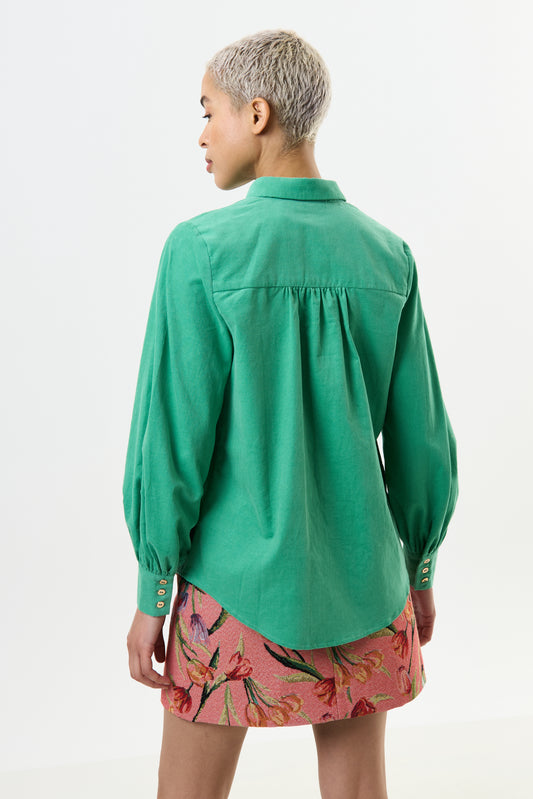 Byron Lightweight Baby Cord Shirt - Green