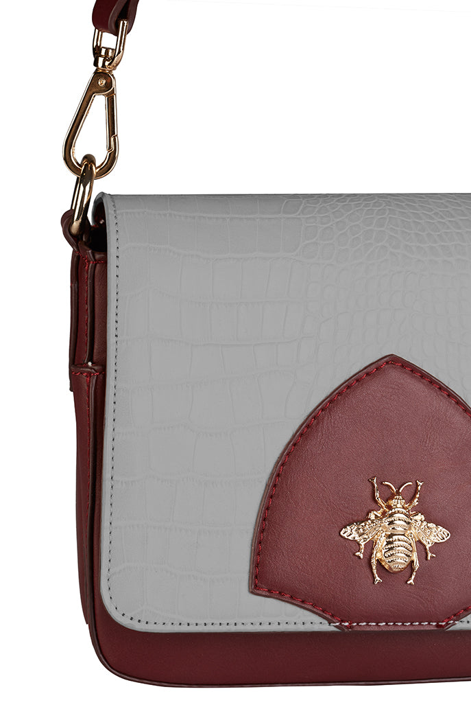 Baye Grey & Burgundy Crossbody Bag