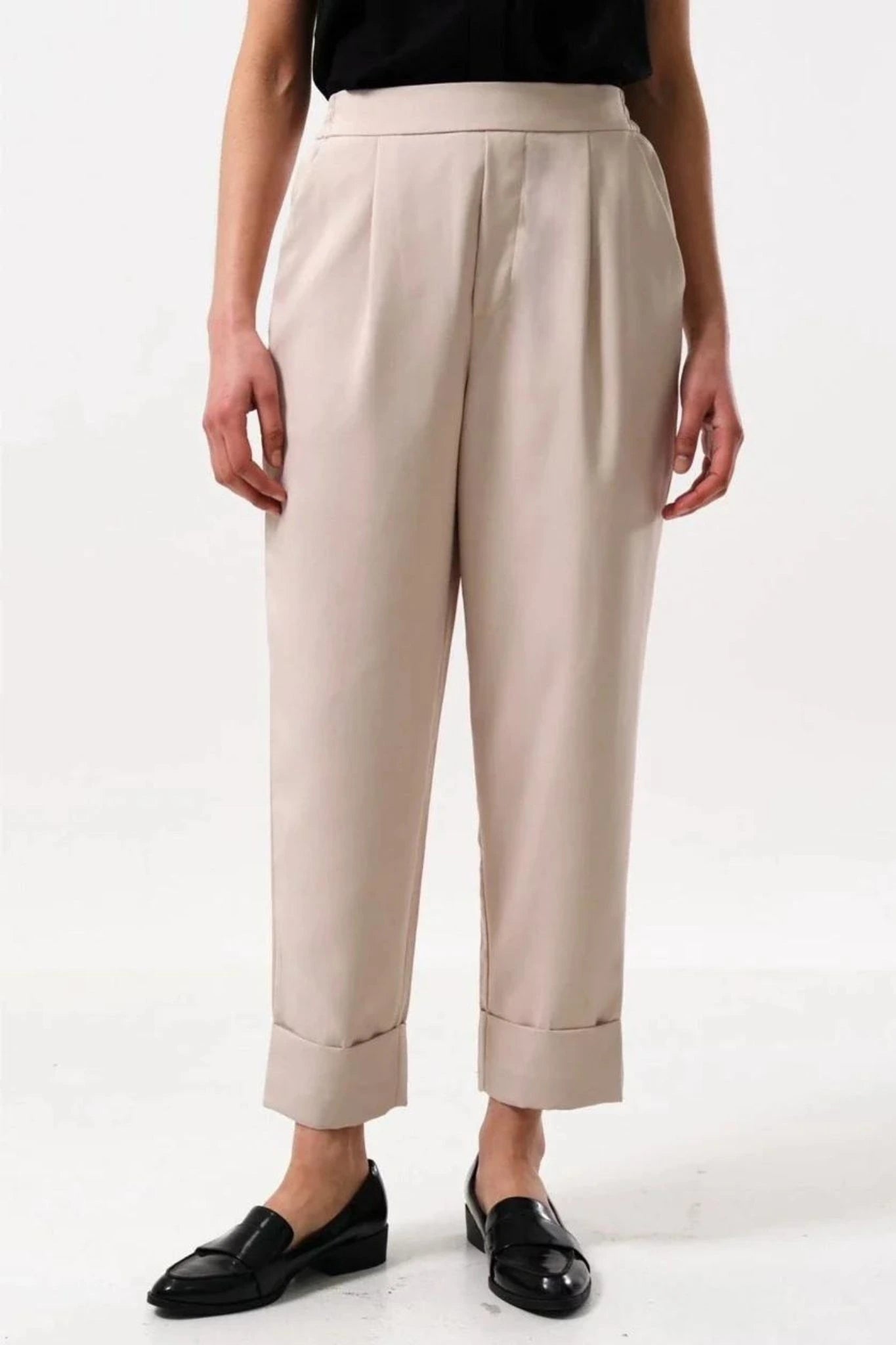 Bayeux Sustainable Satin Back Crepe Trouser - Camel