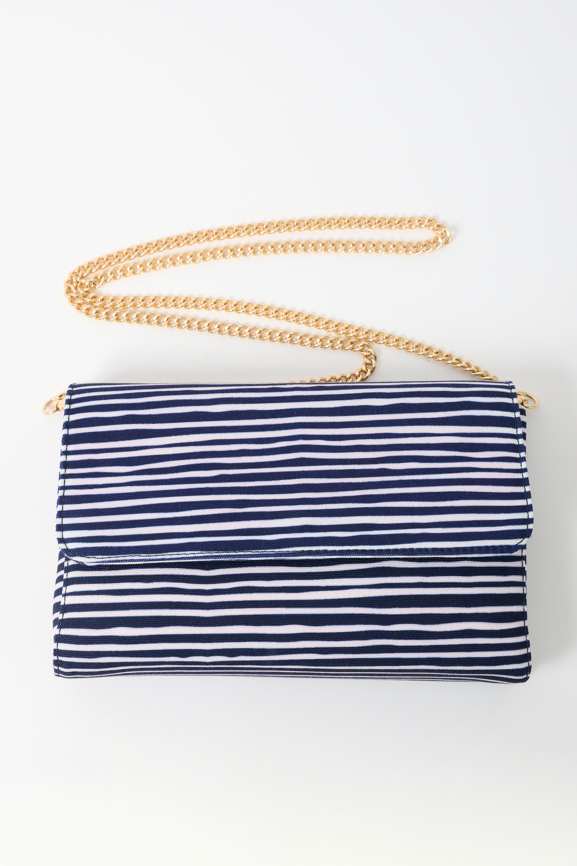 Carmela Navy and White Striped Cross Body Bag