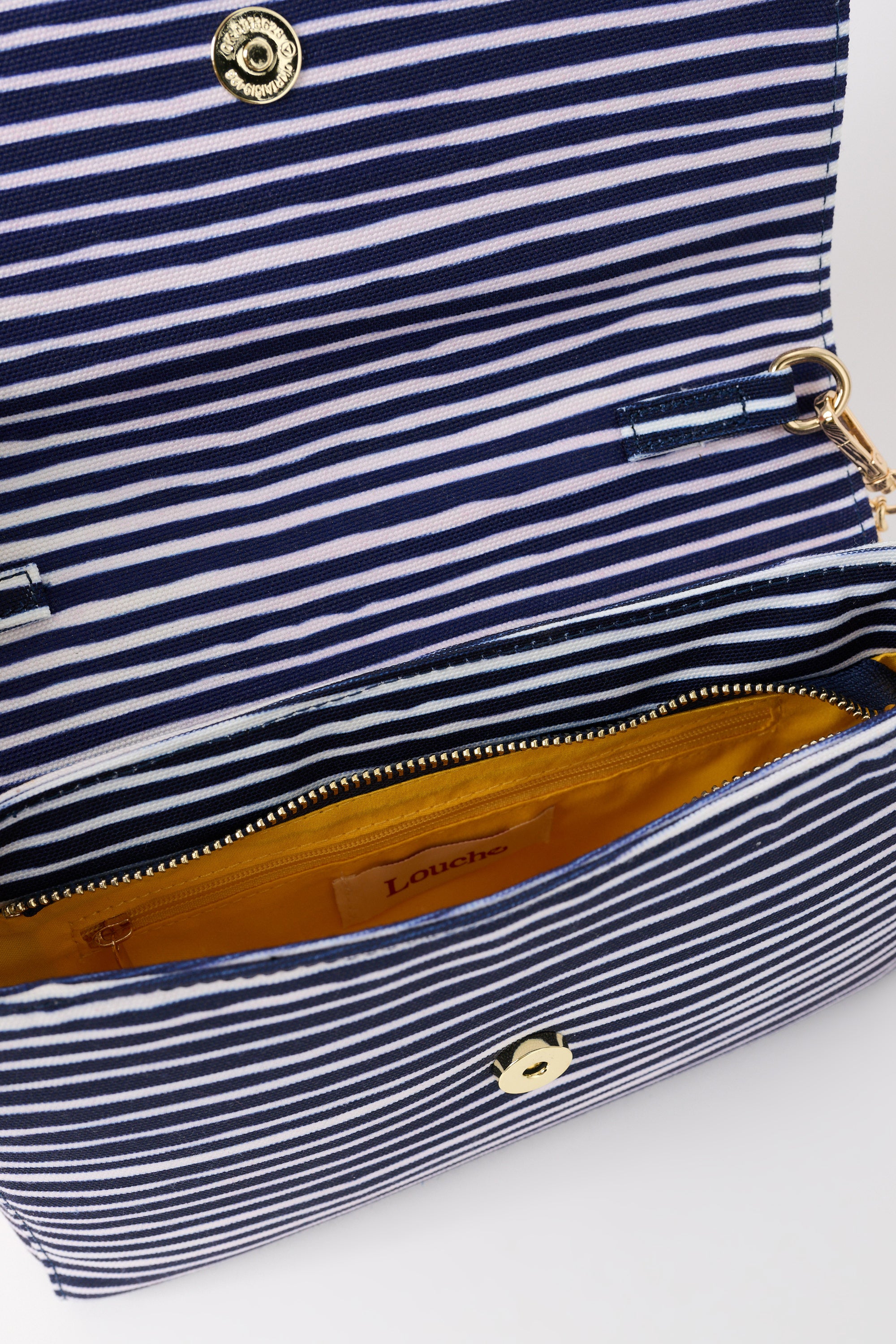 Carmela Navy and White Striped Cross Body Bag - Detail 1