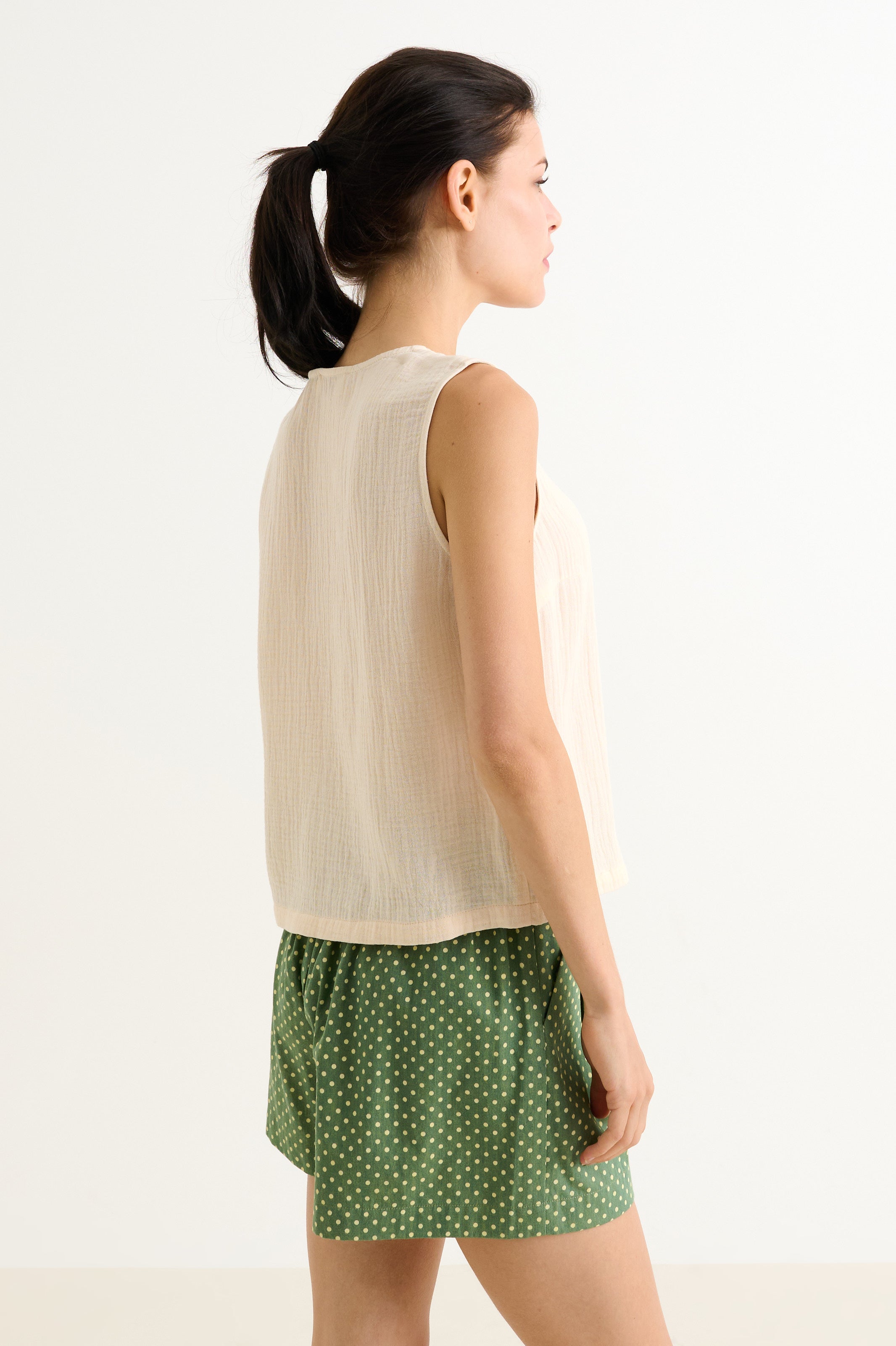 Caro Double Gauze Top - Cream