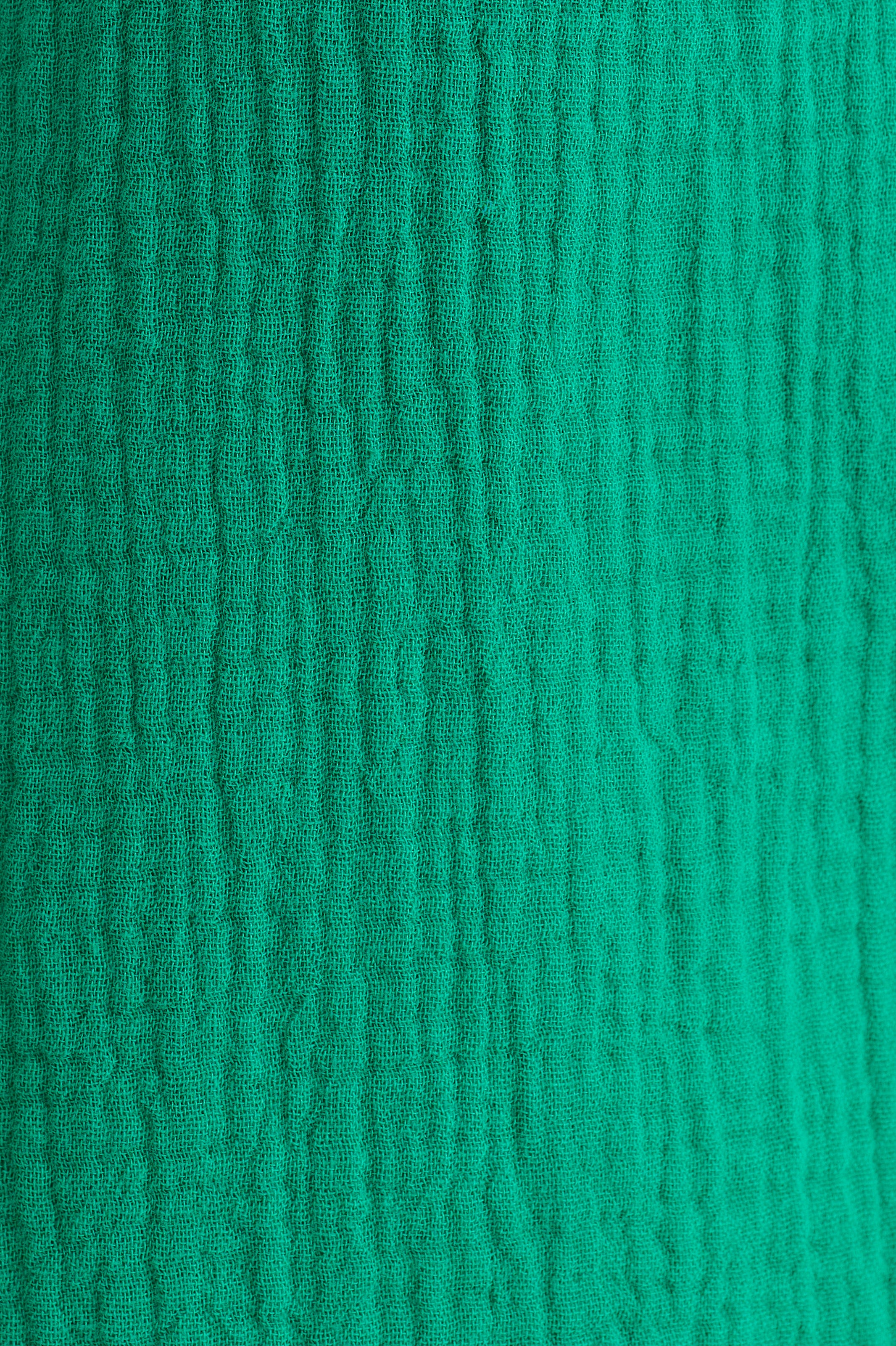 Caro Double Gauze Lace Trim Top - Green