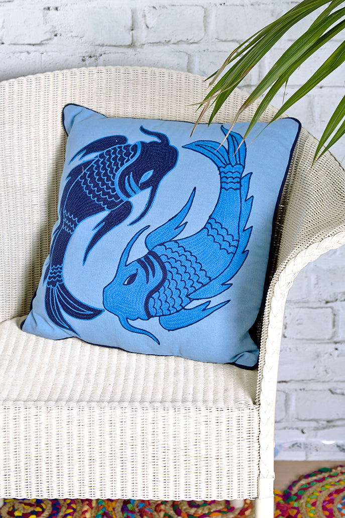 Koi embroidered Cushion