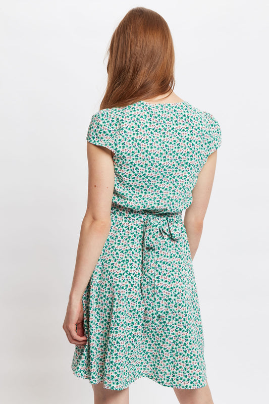 Louche Cathleen Mint Blossom Print Mini Tea Dress