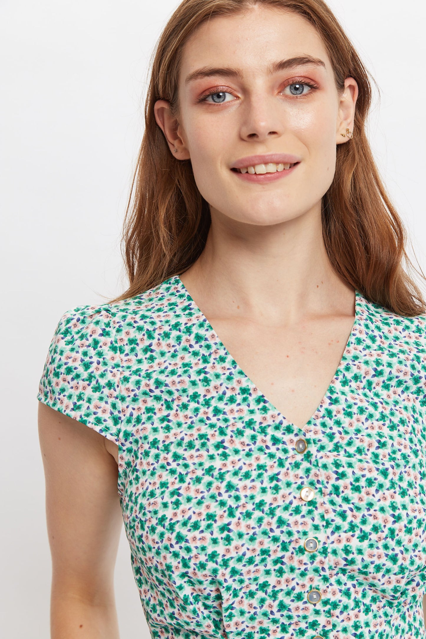 Louche Cathleen Mint Blossom Print Mini Tea Dress