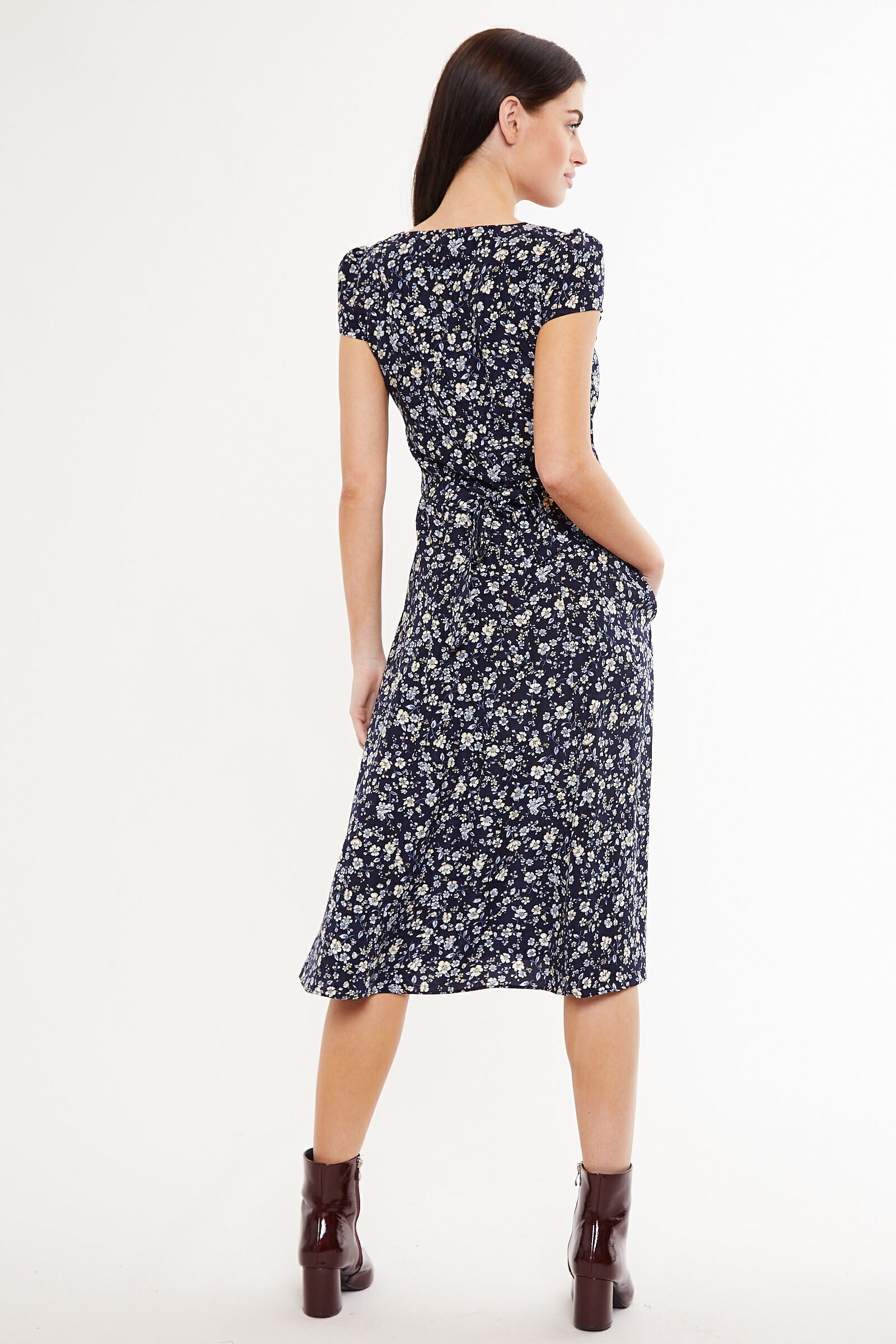 Cathleen Country Rose Print Midi Tea Dress