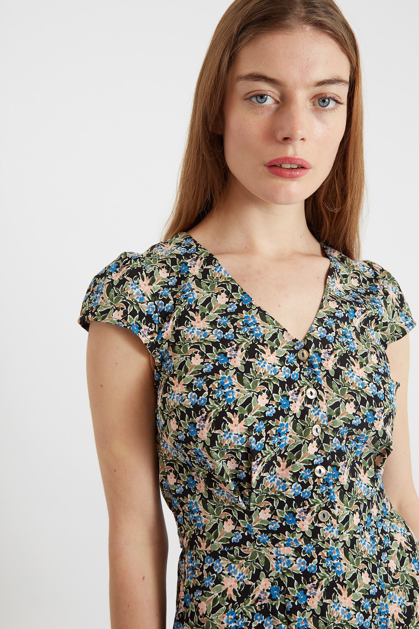 Cathleen Midi Watercolour Floral Tea Dress