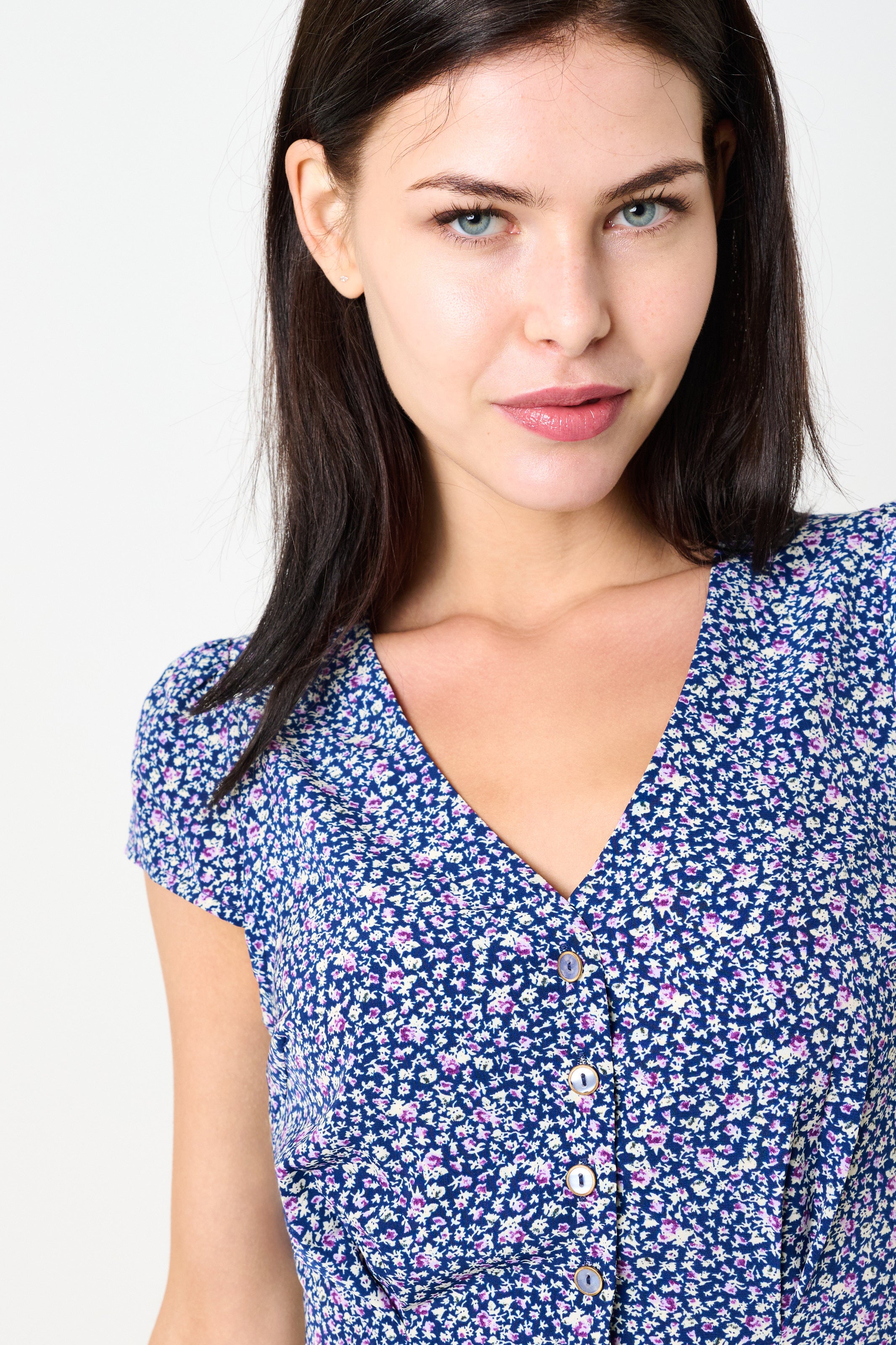 Cathleen Mini Tea Dress Ditsy Floral Blue - Detail 1
