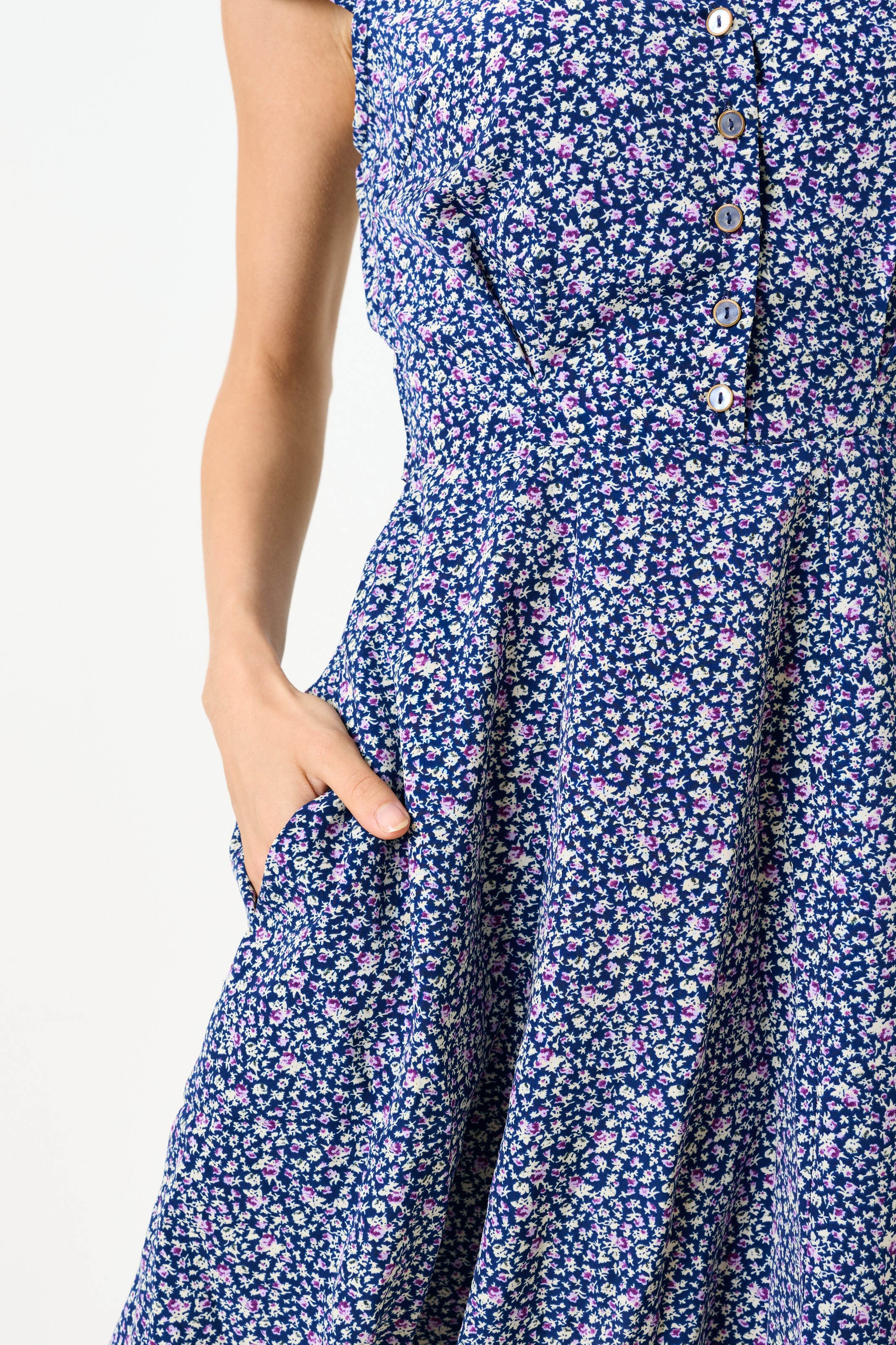Cathleen Mini Tea Dress Ditsy Floral Blue - Detail 2
