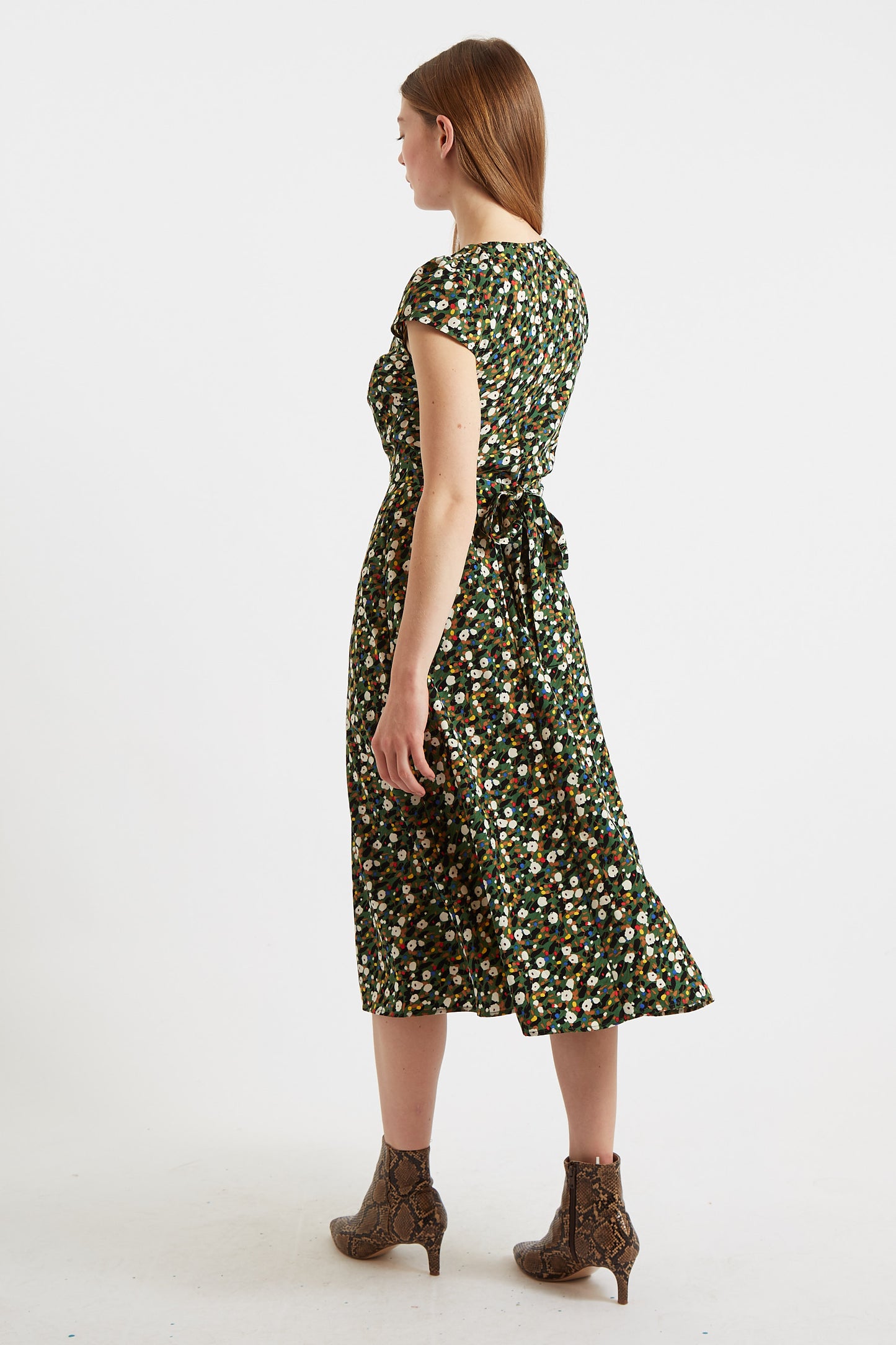 Cathy Spot On Floral Print Midi Tea Dress