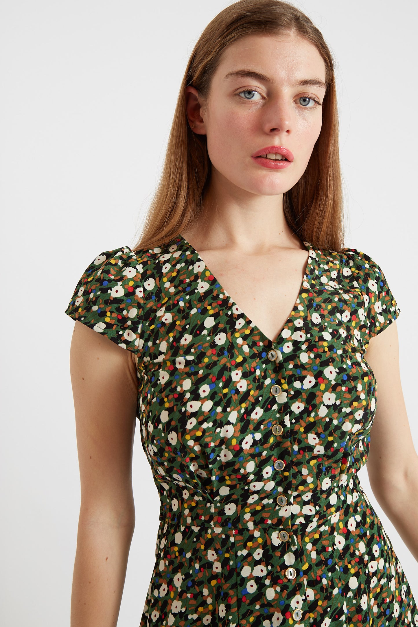 Cathy Spot On Floral Print Midi Tea Dress