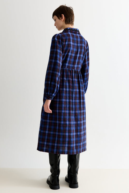 Catlin Winter Check Button Through Midi Dress – Blue