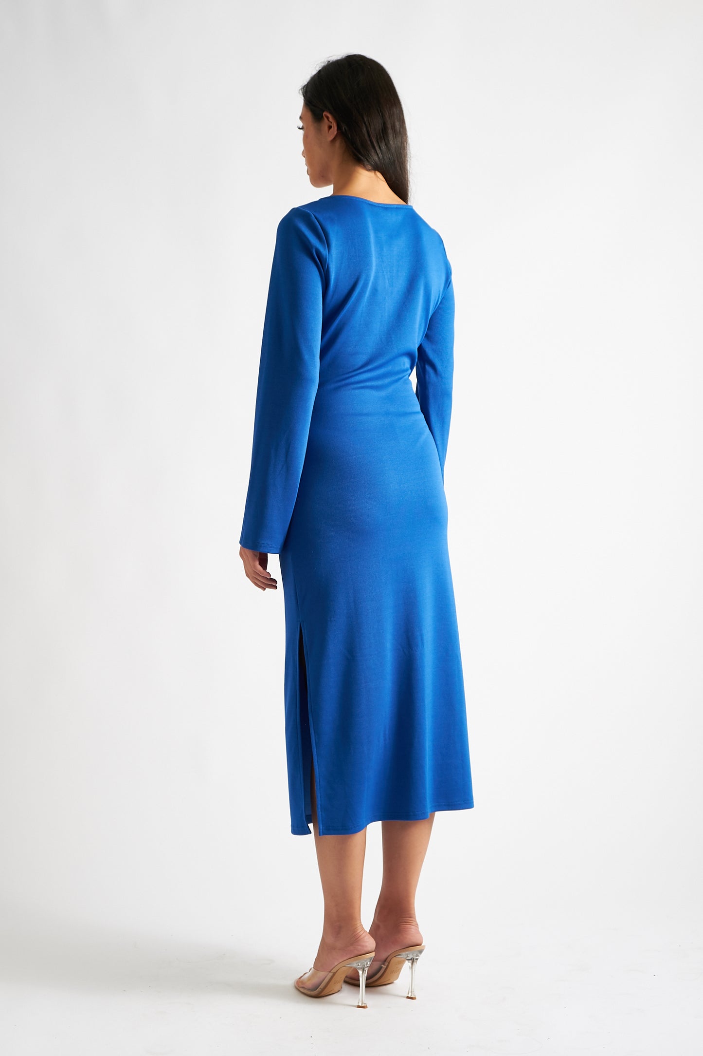 Charley Fine Blue Rib Bodycon Midi Dress