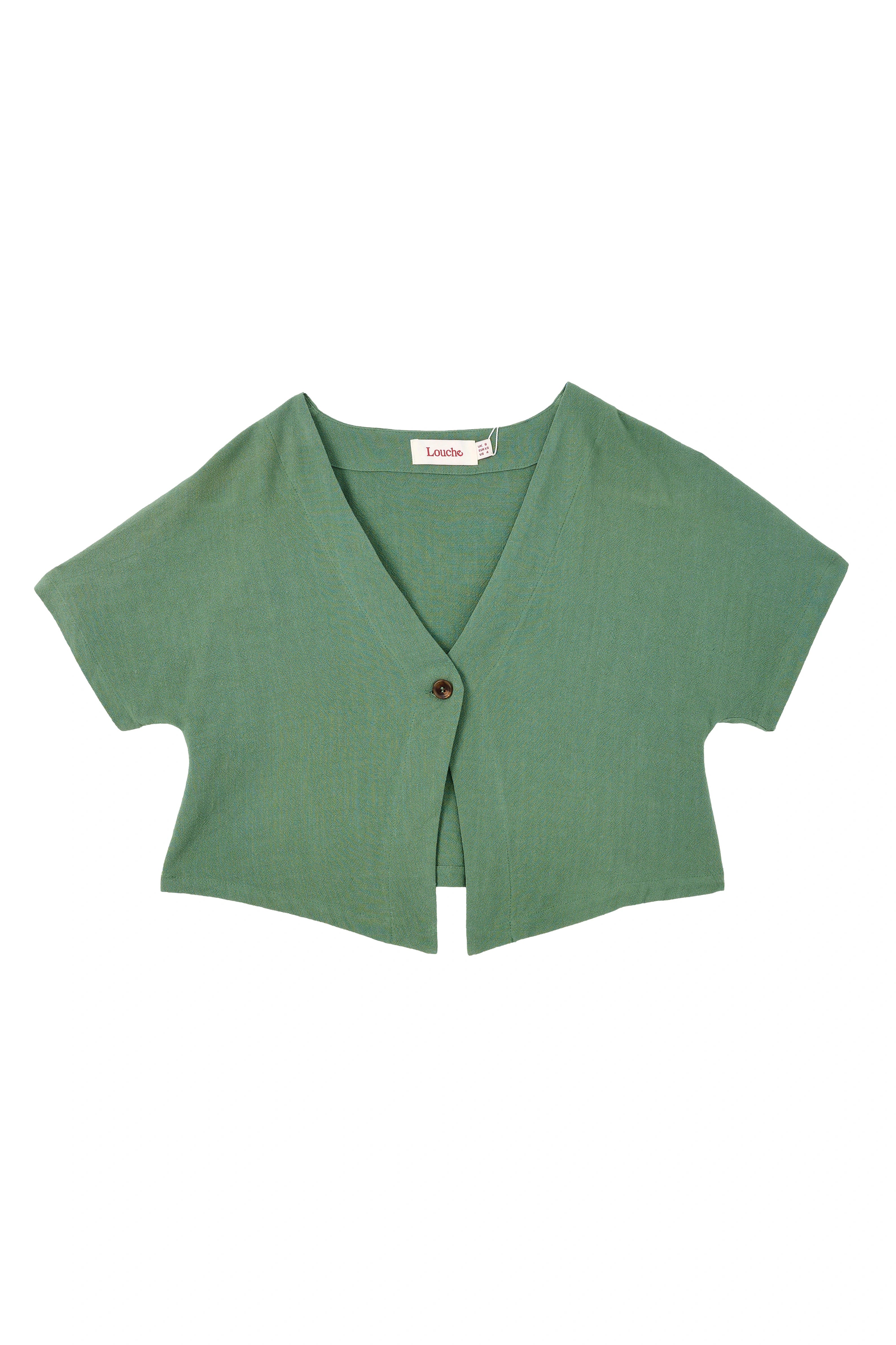 Cloe Linen Mix Waistcoat Top - Green