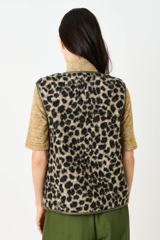 Chris Animal Print Gilet - Green