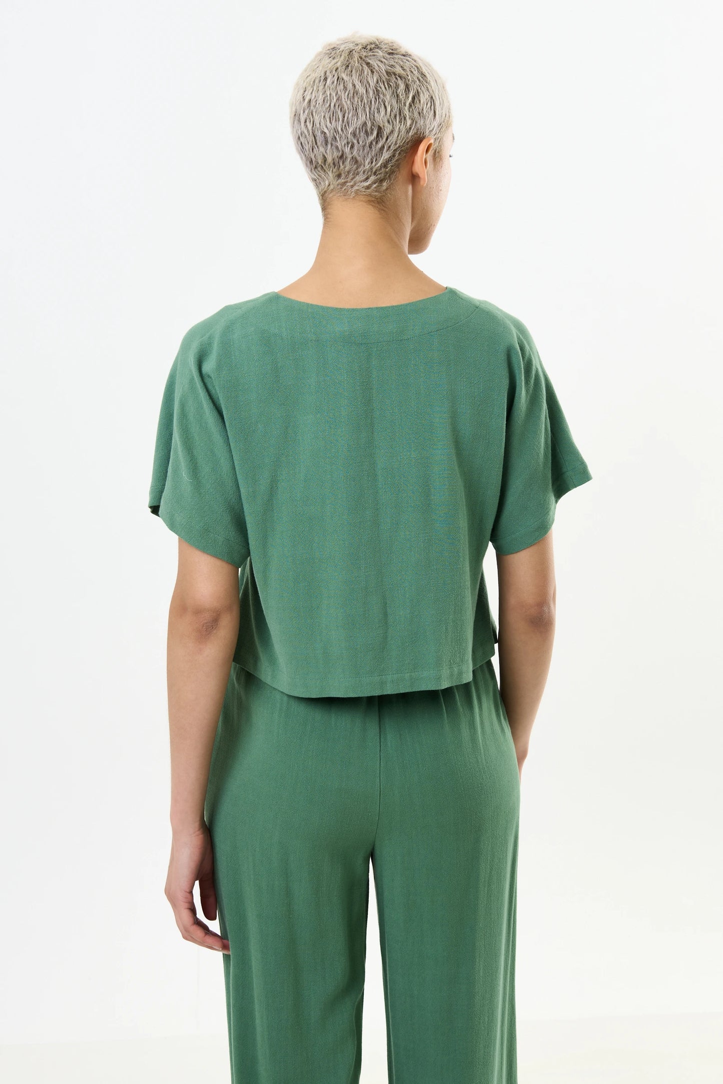 Cloe Linen Mix Waistcoat Top - Green