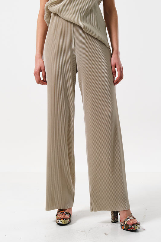Clothide Pleated Wide Leg Trousers - Stone