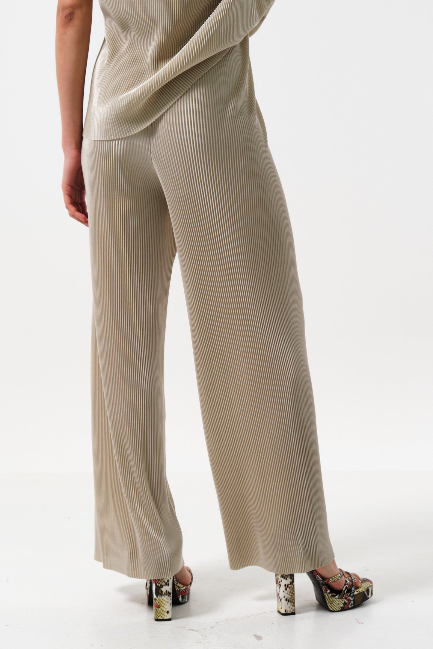 Clothide Pleated Wide Leg Trousers - Stone