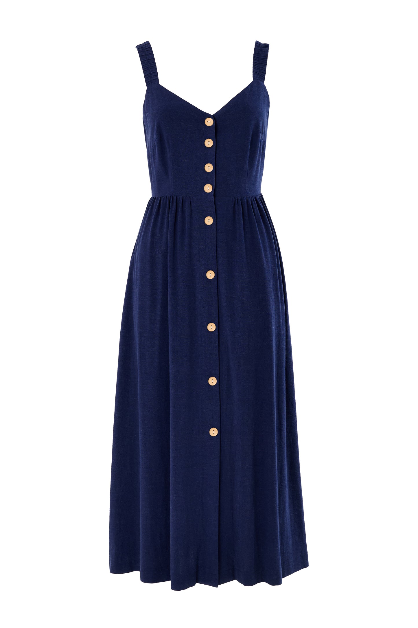 Clover Linen Mix Midi Sundress Navy