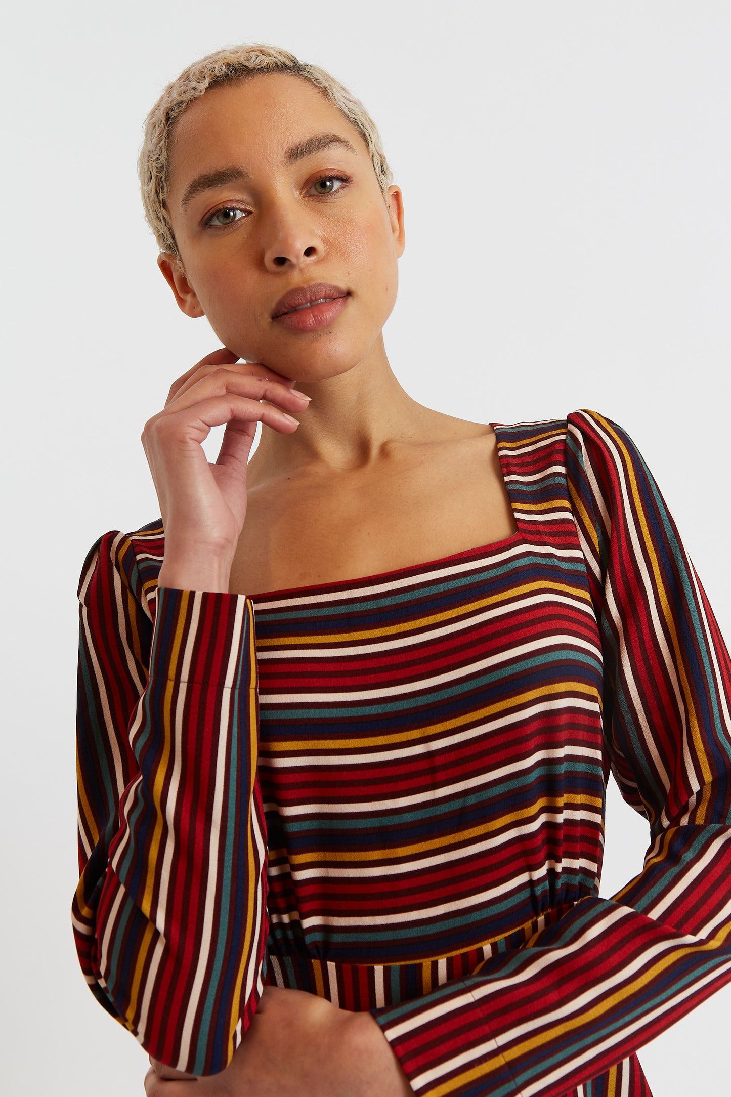 Cossette Winter Stripe Long Sleeve Mini Dress