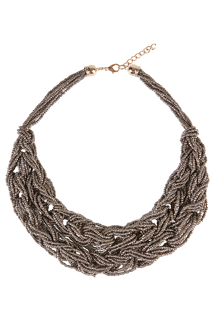 Courtney Gunmetal Beaded Necklace