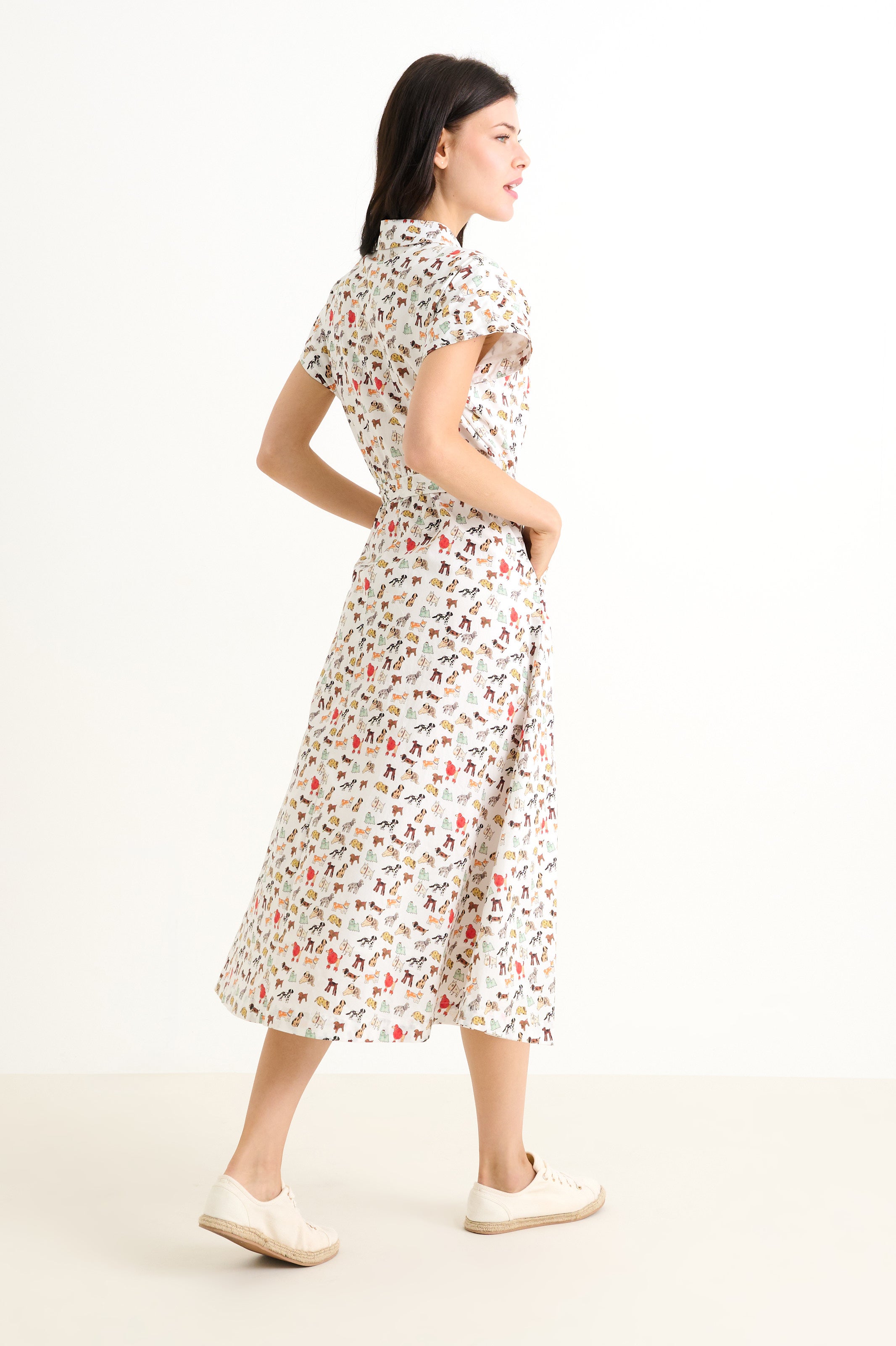 Danica Dogs Day Short Sleeved Shirtdress - Multicolour