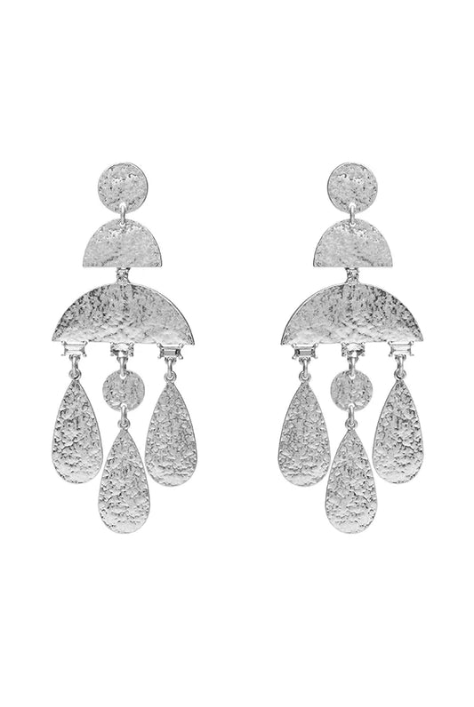 Delilah Beaten Silver Drop Earrings