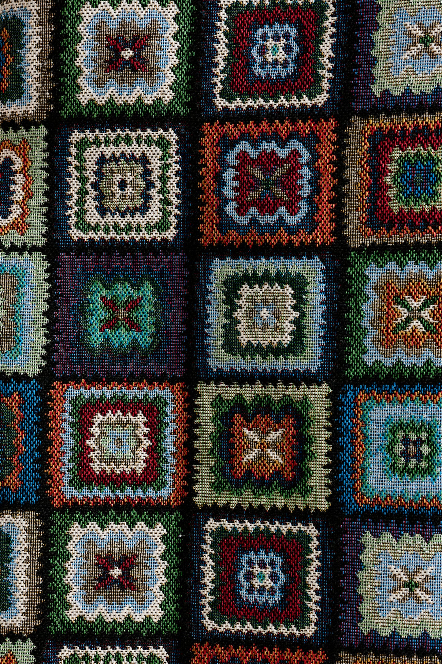 Pasadena 70'S Patch Jacquard Midi Skirt - Multicoloured