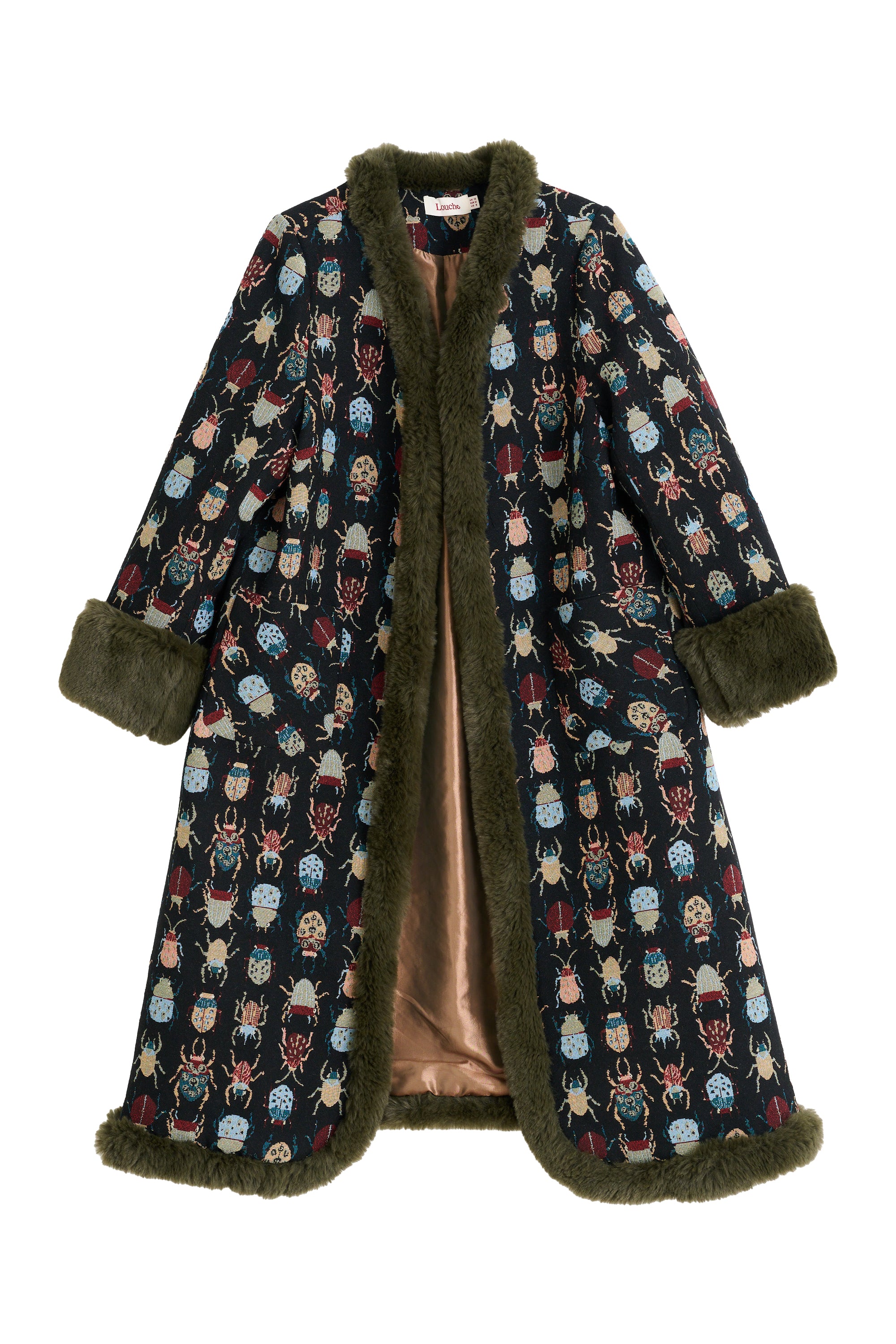 Delphia Beetlejuice Jacquard Fur Trim Coat - Styled