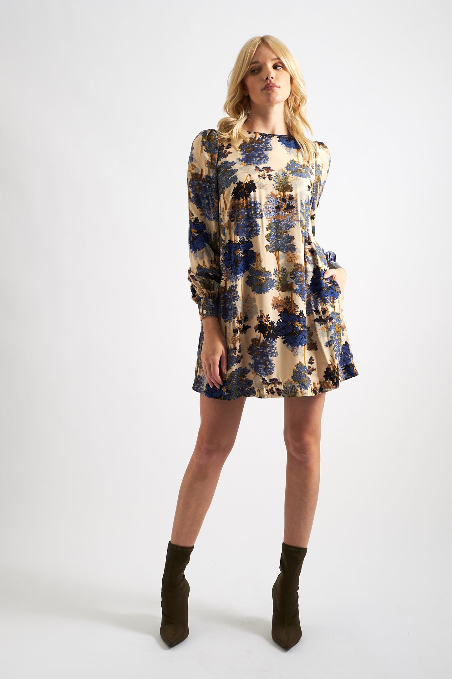 Didee Forest Scape Print Mini Dress - Navy