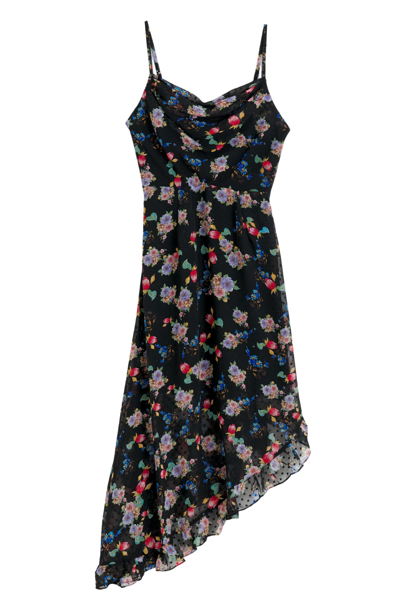 Louche Dina Carpathian Florals Print Asymmetric Strappy Midi Dress - Styled