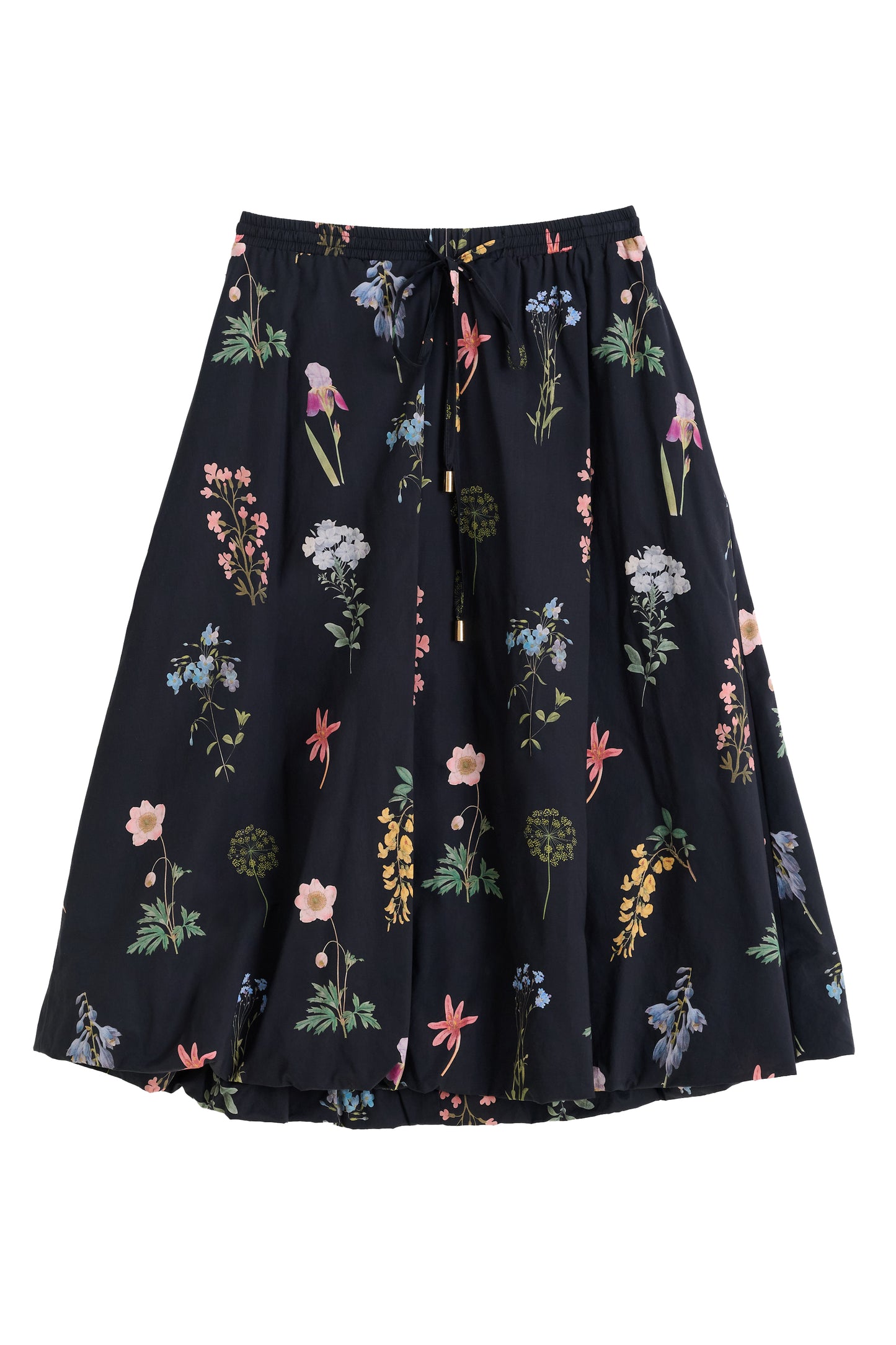 Dixie Flower Press Print Balloon Midi Skirt
