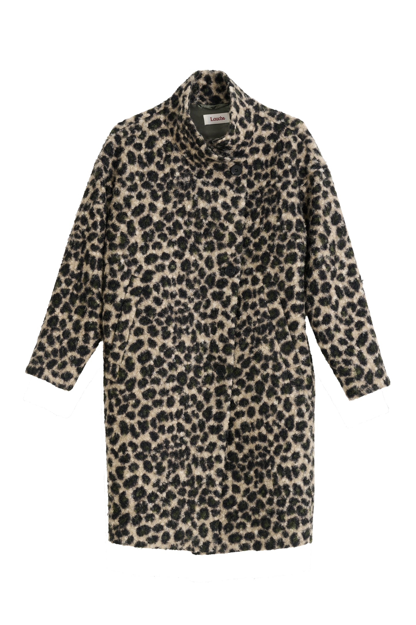 Donalda Animal Funnel Neck Coat - Green