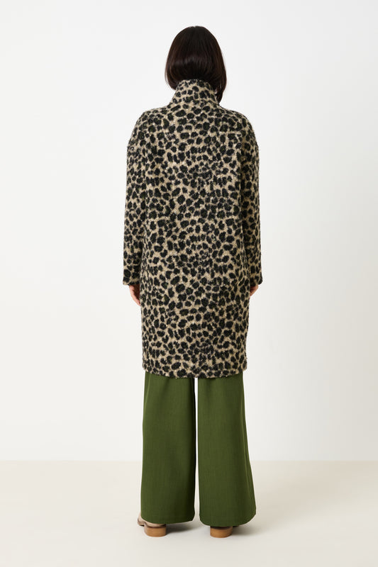 Donalda Animal Funnel Neck Coat - Green