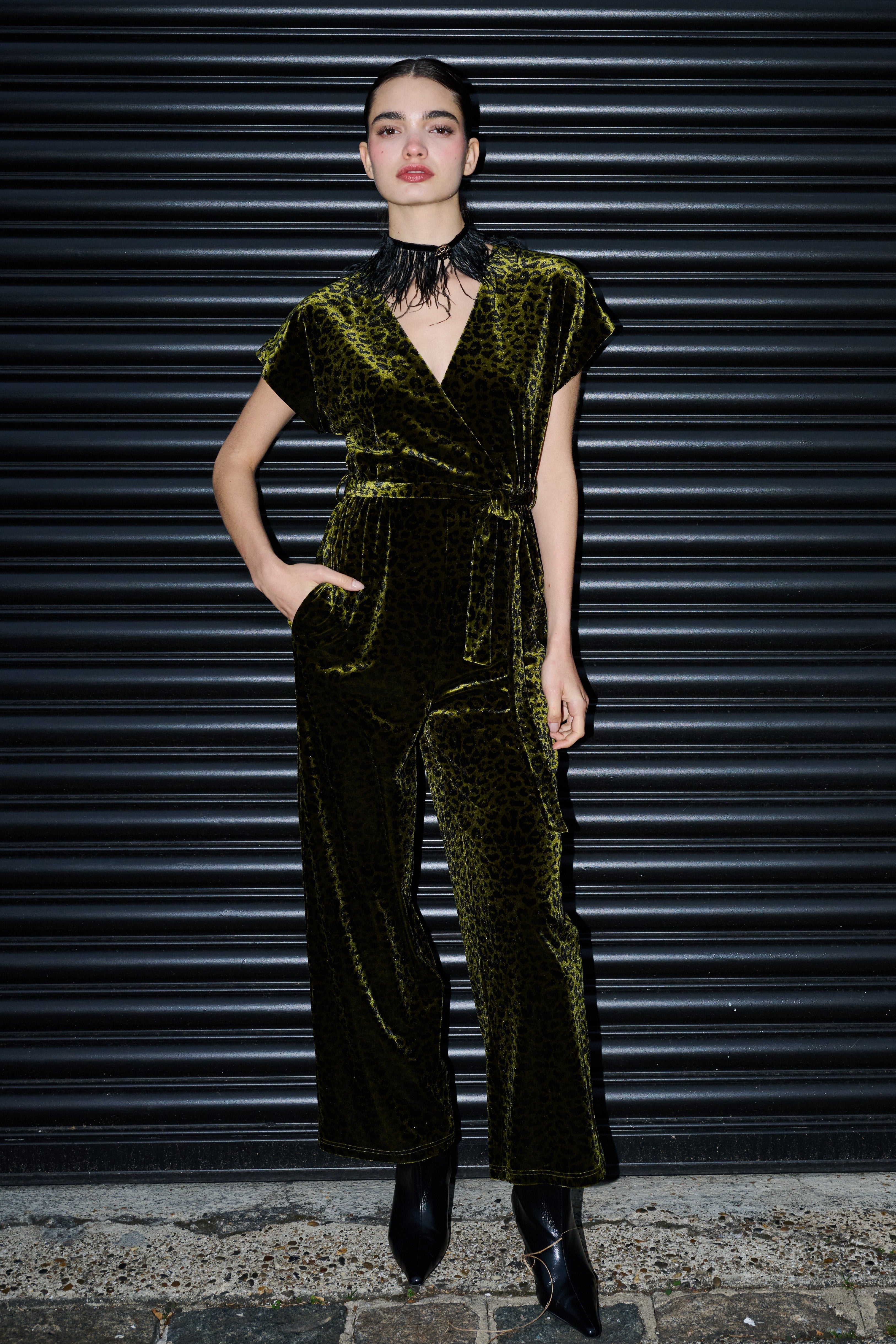 Tiffany Velvet Roar Jumpsuit - Kiwi