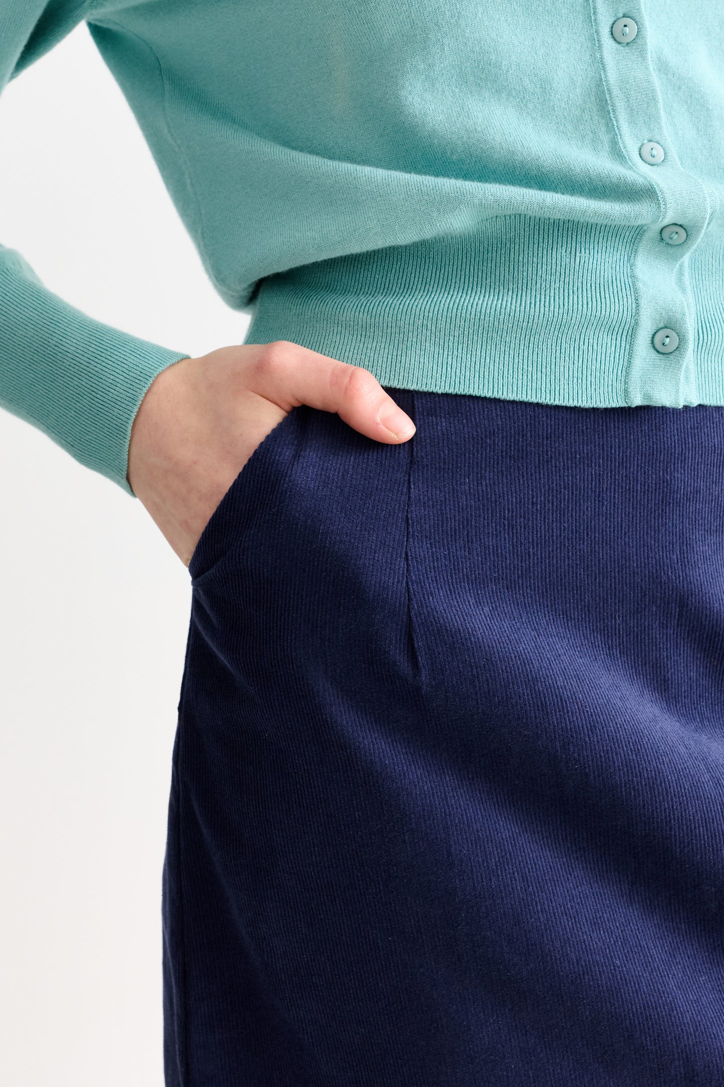 Louche Dylan Baby Cord A Line Mini Skirt Navy