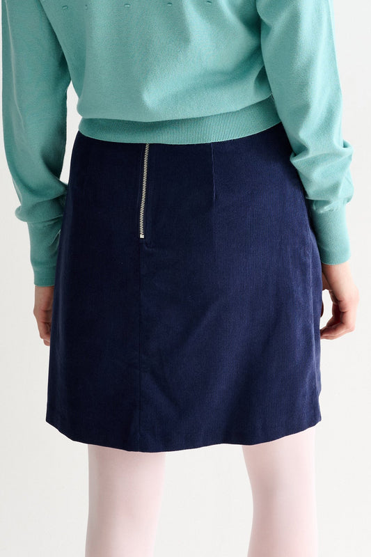 Louche Dylan Baby Cord A Line Mini Skirt Navy