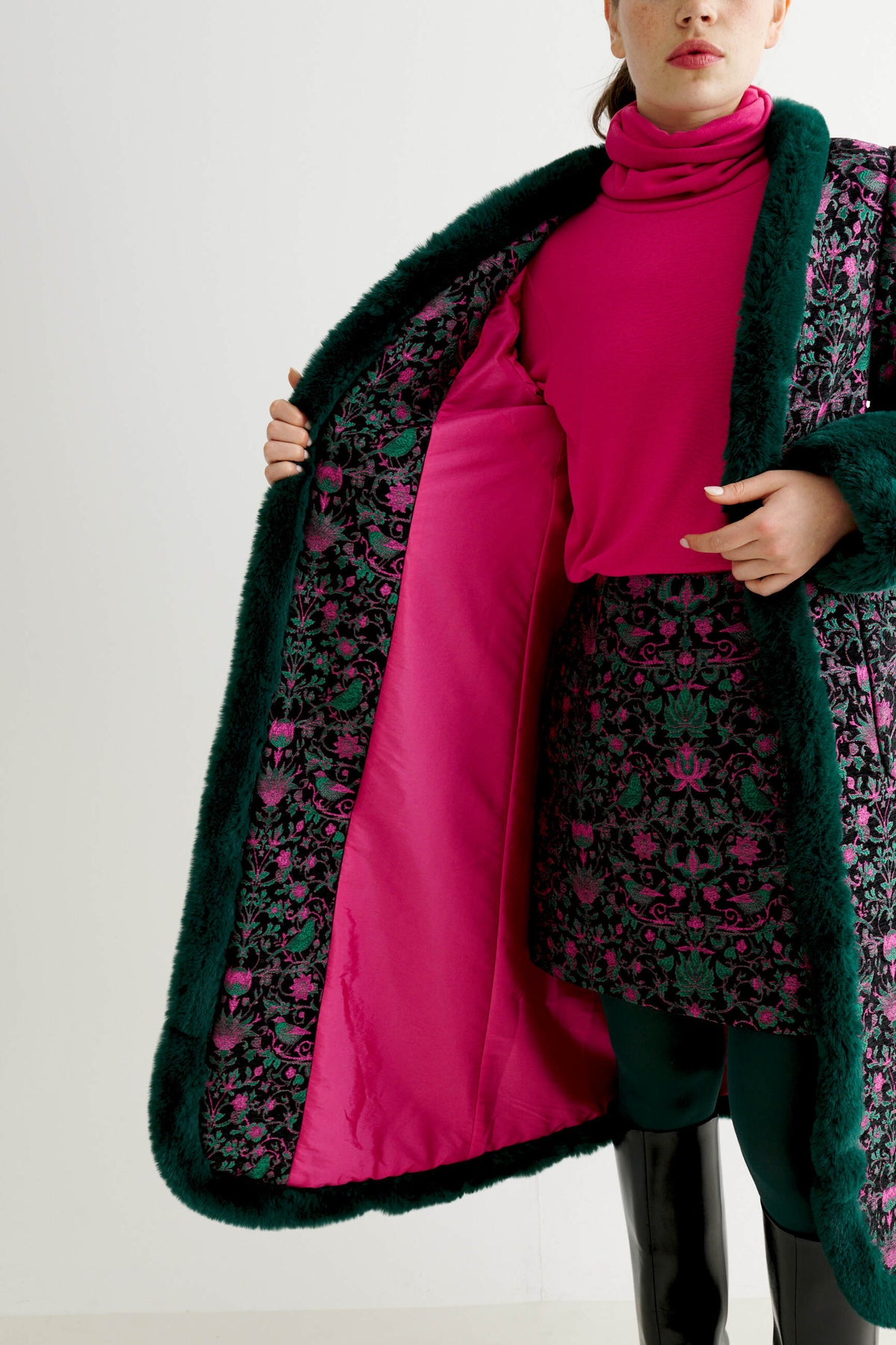 Delphia Belle Plume Fur Trim Coat