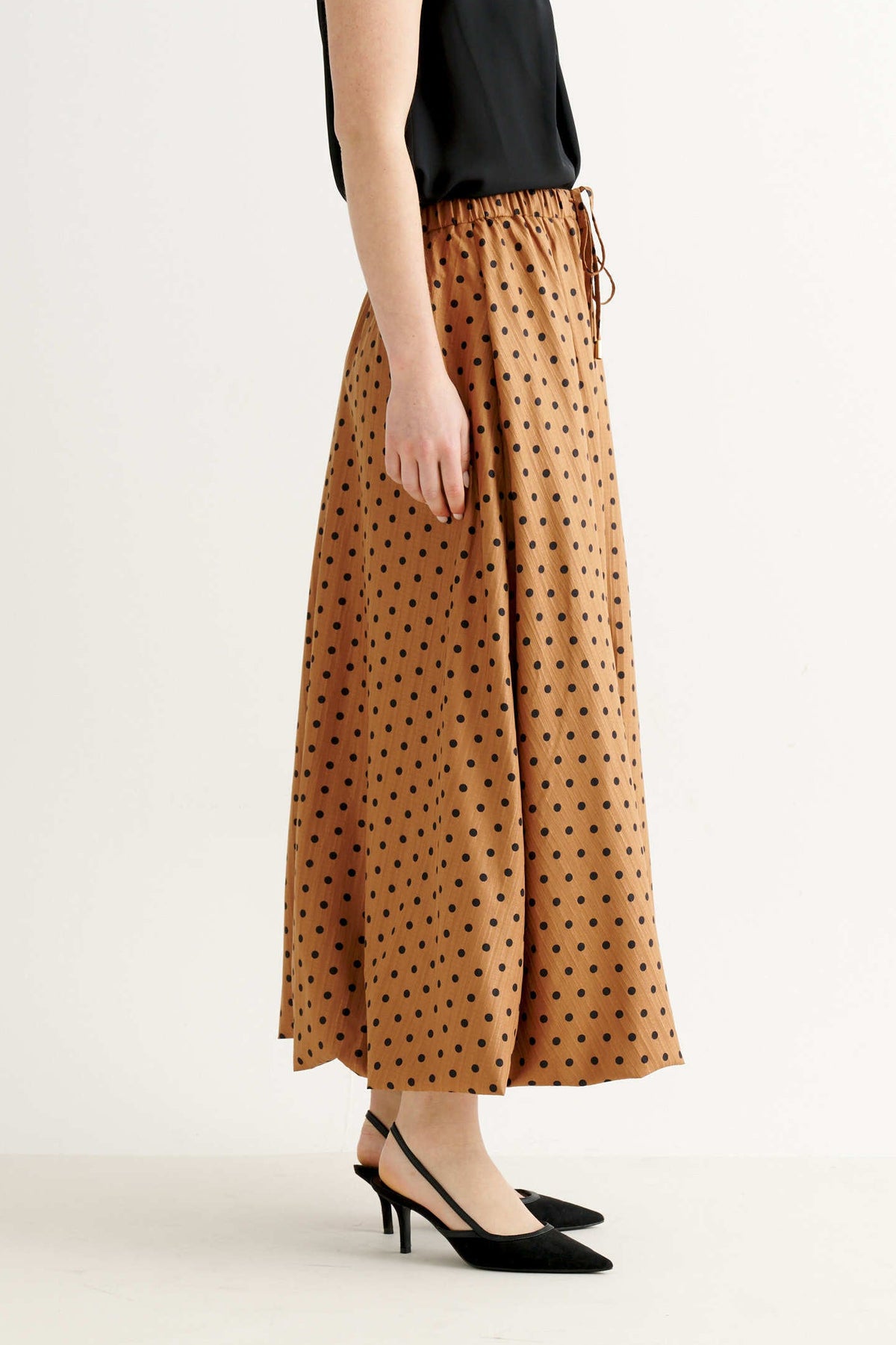 Dixie Spot Print Balloon Midi Skirt - Toffee