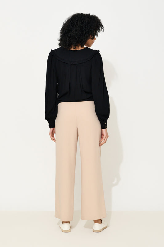 Elina Camel Wide Leg Cropped Trouser