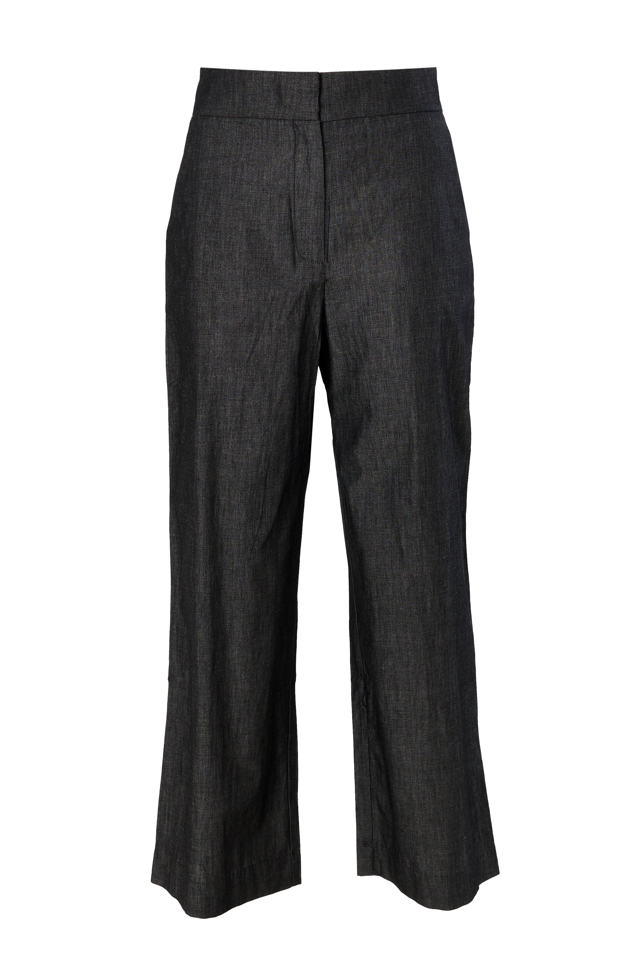Elina Chambray Straight Cut Trouser - Black - Styled