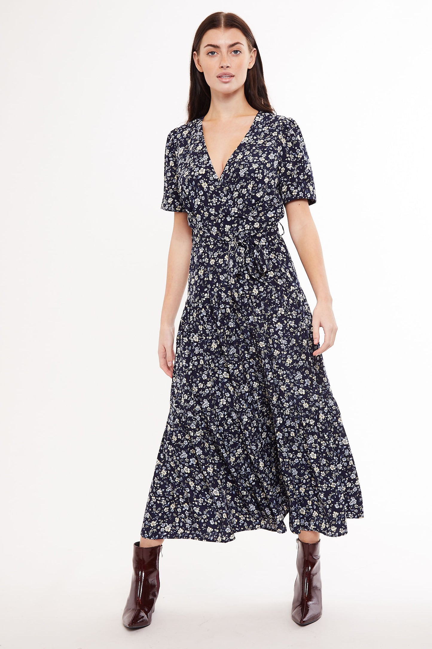 Louche Emin Country Rose Print Midi Tie Dress